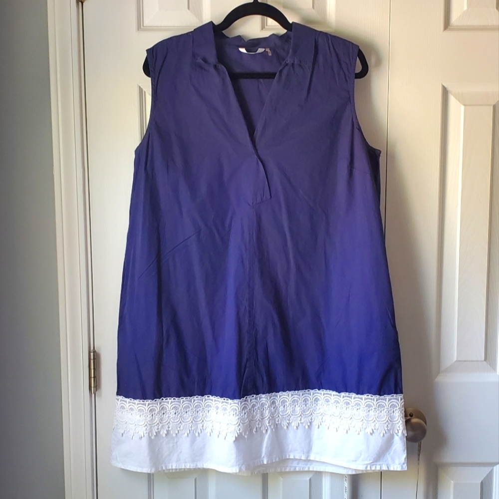 Kaktus 100% Cotton CollarEd Shift Shirt Dress Large